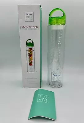 NIB Savvy Infusion Water Bottle Fruit Infuser 32oz  BPA-Free Leak Proof GREEN • $6.99