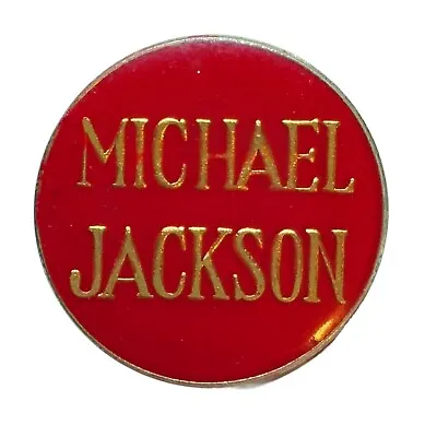 MICHAEL JACSON Lapel Pin- Round Red Enamel Gold Tone Letters • $5.77