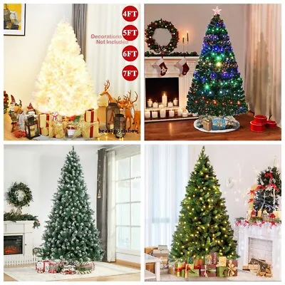 4/5/6/7Foot Christmas Tree With LED Lights / Fibre Optic Pre Lit /Snow Pine Cone • $48.99