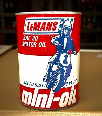 NOS LeMans Mini Bike OIL CAN Metal 1 U.S. Racing Quart Motor Full Motorcycle S2 • $165