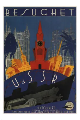 Visit To The USSR VINTAGE POSTER Maxim Litvak-Maximov Soviet Union '30 20x30 • $10.49