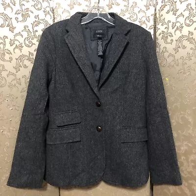 J. Crew Gray Herringbone Tweed Hacking Jacket Blazer Size 6 • $49.99