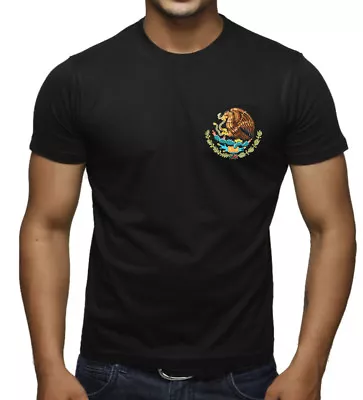 Men's Mexico Seal Chest Black T Shirt Mexican Pride Flag Symbol Snake Aztec Tee • $14.99