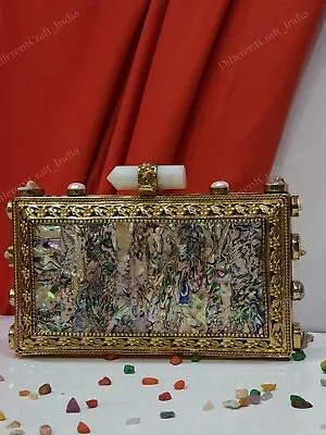 Original Mother Of Pearl Inlaid Meatal Clutch Bag Goth Purse Charms For Handbag • $87.50