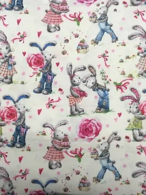 100% Cotton Rabbit Fabric. Cartoon Animal Material Suitable For Making Masks • £5.60
