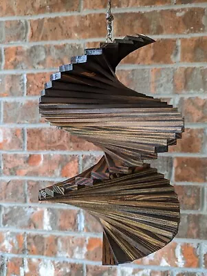 Wood Spiral Wind Spinner - Wood Stained 11  High X 8  Wide Handcrafted In 2024 • $17.60