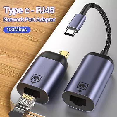 USB C To Ethernet Adapter RJ45 100Mbps Cable LAN Network Converter For MacBook • $13.95