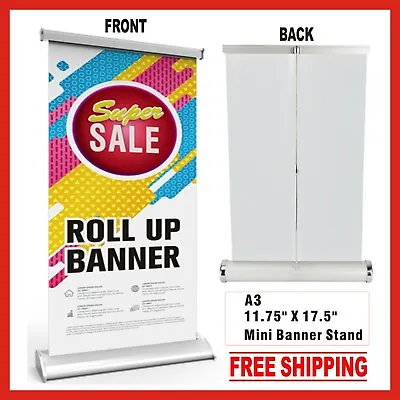 CUSTOM Mini Table Top Retractable Banner Stand 11.5  X 17.5  With Print • $34.99