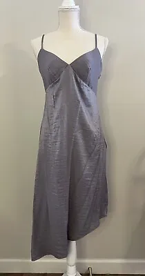 Anthropologie MOULINETTE SOEURS V-Neck Strap Purple Dress Asymmetric Hem Size 4 • $29.50