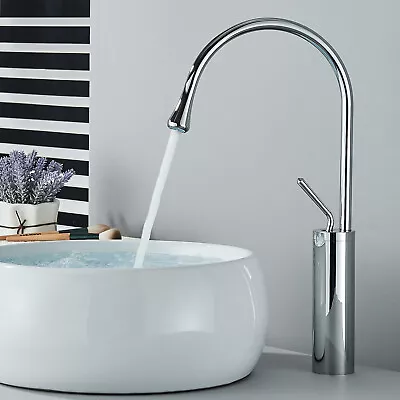 Vessel Bathroom Sink Basin Faucet Waterfall Spout Vanity Single Handle Mixer Tap • $29.99