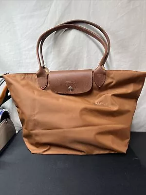 Longchamp Medium Le Pliage Green Recycled Canvas Shoulder Tote Bag •Cognac• • $51