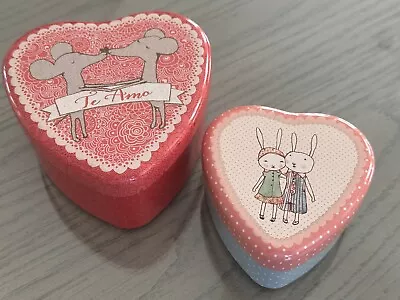 Maileg Loving Couple Set Metal Hearts Tins Set Of Two New • $19