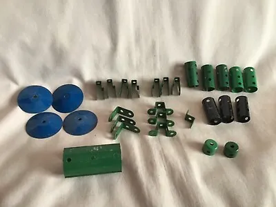 MECCANO VINTAGE 1960s OLD LOOSE SPARES X29 IN  WELL USED VINTAGE CONDITION. • £20.99