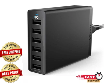 $49.95 • Buy Anker 60W 6-Port USB Wall Charger, Powerport 6 For IPhone X/ 8/7 / 6S / Plus, IP