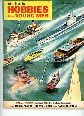 VTG 1955 Magazine Air Trails For Young Men Scuba Planes Boats Hobbies • $13.89