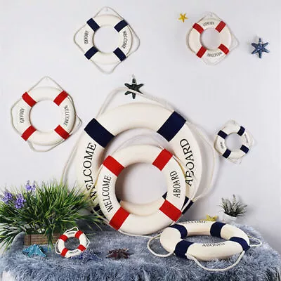 Wall Hanging Lifebuoy Welcome Aboard Nautical Life Ring Boat Home Decoration • £3.99