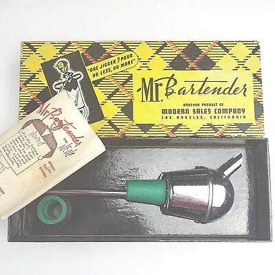 Vintage 1950s Mr. Bartender Bottle Top Pourer Jigger Extra Stopper Original Box • $14.49