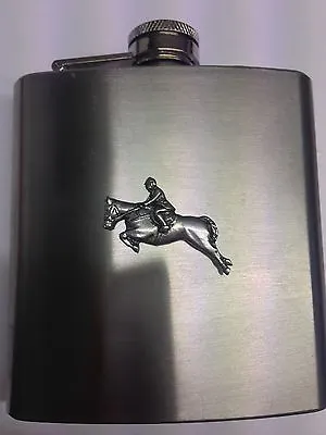 Showjumper PP-E01 Horse English Pewter 6oz Stainless Steel Hip Flask   • £17.95