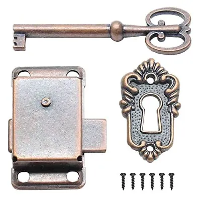 $10.76 • Buy Vintage Cabinet Lock With Key - Antique Red Bronze, 1 Set