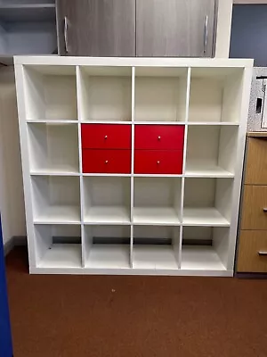 IKEA Kallax Shelving Unit With Red Draws • £45