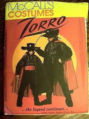 McCall's Costumes 6689 ~ Zorro ~ Size 10 12 ~ 22 Pieces ~ New • $5.49