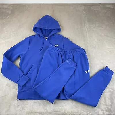 Reebok Hoodie & Joggers Men Small Blue Fleece Cotton Sweat Suit Pullover • $65.75