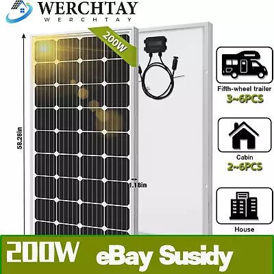 200W Watt Mono Solar Panel 12V Charging Off-Grid Battery Power RV Home Boat Camp • $115.99