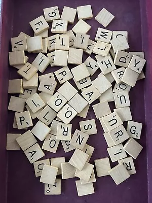 100 Genuine Scrabble Wood Letter Tiles From Vintage/Older Board Game • $12