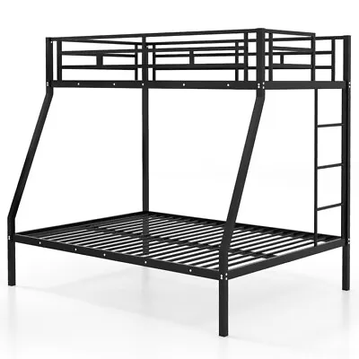 Twin Over Full Bunk Bed Frame Space-Saving Metal Slatted Bed Bedroom Furniture • $218.99