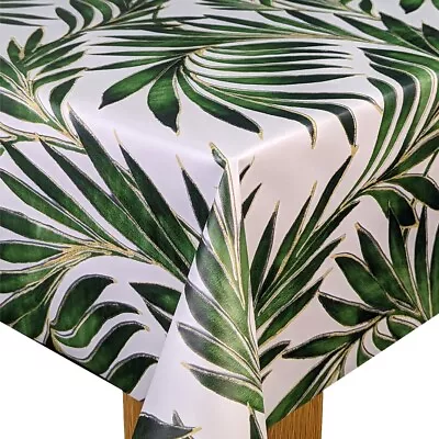 Tropical Beach Palm Leaves Green PVC Vinyl Wipe Clean Oilcloth Tablecloth • £90.99