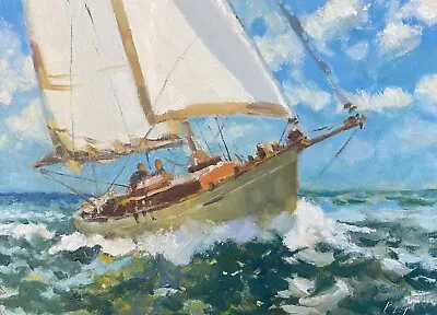 £9.50 • Buy  Sailing High Sea   Original Oil Painting By Patrick Ley-Greaves
