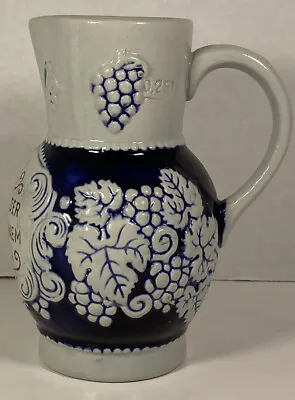  Vintage Marzi & Remy Wine Cobalt Glaze Grapes Jug Pitcher Stein 2956-NICE! • $17.50