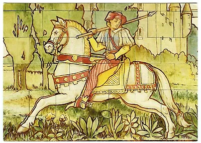 1980s Postcard Medieval Horseman Tile Frieze Ironbridge Gorge Museum Unposted • £2.90