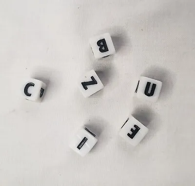 Mini Assorted Letter Cube Playing Dice White Game Replacements Lot Of 7 • $4.99