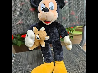 Vintage Rare Mickey Mouse 16 Inch Plush Holding Bear Stuffed Animal • $15.98