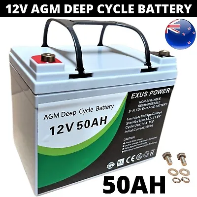 12V 50Ah AGM Deep Cycle Battery Rechargeable SLA Alarm Sealed Marine Camp Buggy • $105.99