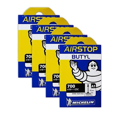 Michelin Airstop Butyl Inner Tube 4-PACK Bundle 700x18-25c W/ 52mm Presta Valve • $27.15