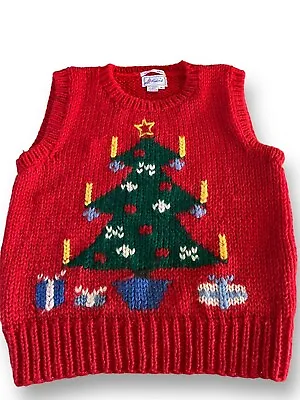 VTG Windcrest Women’s Red Christmas Tree Sleeveless Acrylic Sweater Vest Size M • $25.65