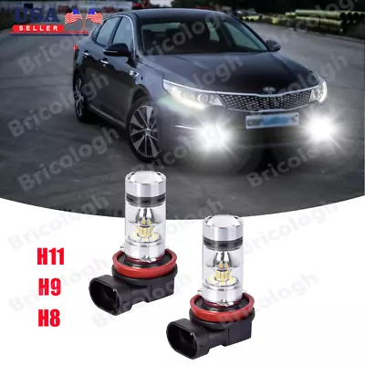 H11 H8 LED Bulbs 6000K 100W White Super Bright Fog Light DRL Light High Power • $10.02