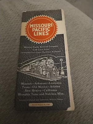 Missouri Pacific Lines Railroad Timetable - March 10 1940 • $35