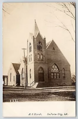La Porte City Iowa~United Methodist Episcopal Church~Dirt Intersection~RPPC 1908 • $8