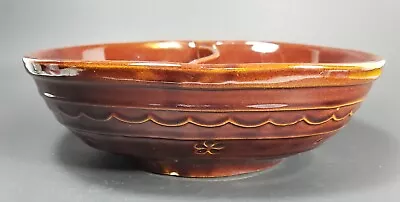 Vintage Marcrest Stoneware Daisy Dot Brown Divided Serving Dish Bowl Ovenproof  • $18.90