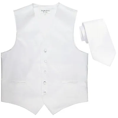 New Polyester Formal Men's Tuxedo Vest Waistcoat & Tie Solid White Prom • $22.95