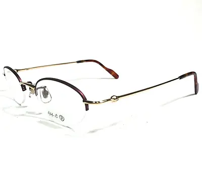 Aston Martin AM-15 Eyeglasses Frames Purple Gold Round Half Rim 50-21-140 • $79.99