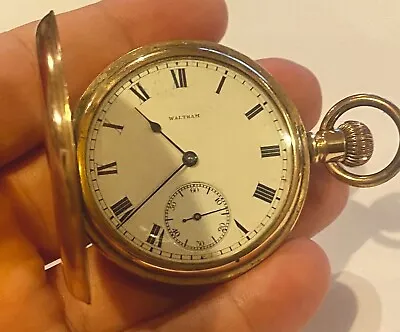 Antique Full Hunter Waltham Traveler Pocket Watch  Nice Working Order • £160