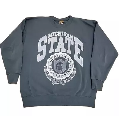 Vtg 90s Michigan State University Spartans Crewneck Sweatshirt  XL USA Made Rare • $28