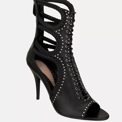 $295 • Buy Zara Studded Heeled Leather Sandal Booties - Limited Edition - Size 9