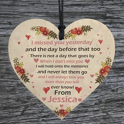 £2.95 • Buy Personalised Missed You Memorial Plaque Wooden Hanging Heart Mum Dad Nan Grandad