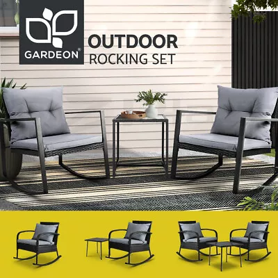 $149.95 • Buy Gardeon Rocking Chair Chairs Table Outdoor Furniture Wicker Lounge Recliner