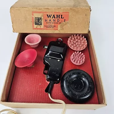 Vintage WAHL Model Hand-E Electric Massage Vibrator Attachments Box WORKS • $59